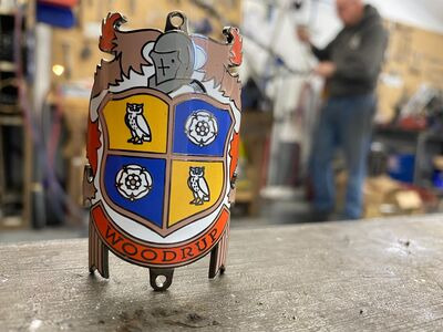 Woodrup Cycles Enamel head badge