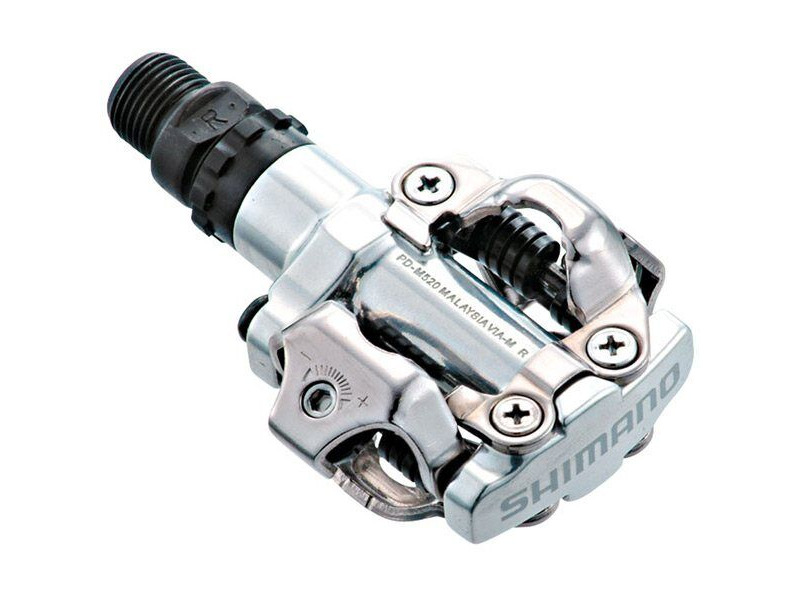 Shimano PD-M520 MTB SPD pedals - two sided mechanism, silver click to zoom image